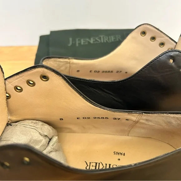 Joesph Fenestrier Paris NIB 8 Black Leather Gruge Lace Up Derby Softanyl Noir Joesph Fenestrier Paris NIB 8 Black Leather Gruge Lace Up  main image 2